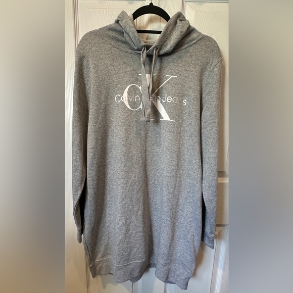 Calvin Klein Metallic Monogram Logo Sweatshirt Dress - Picture 3 of 6